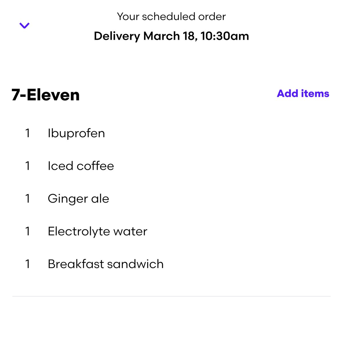 Grubhub's tweet photo. Just scheduling the annual morning-after-St-Patrick’s-Day @7Eleven order. https://t.co/N2UYmBGHJT