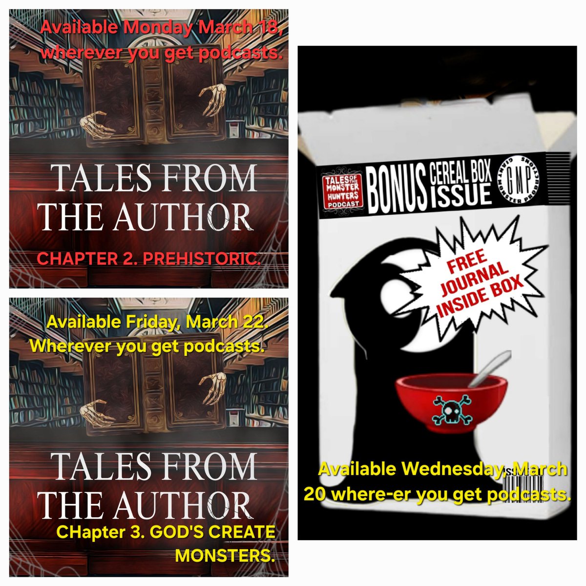 Don't suffer post March break blue's. GMP has three releases this week to shake those blue's. #GMP #talesofthemonsterhunterspodcast #talesfromtheauthor #audiofiction #audiodrama #audiocomedy