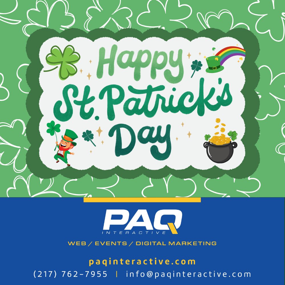 Happy St. Patrick's Day from PAQ Interactive! 
Build a Shamrockin' website with PAQ's web development team! Custom website design services will have you feel like you've struck gold! 
Learn more about starting a project, at: paqinteractive.com/website
#PAQInteractive