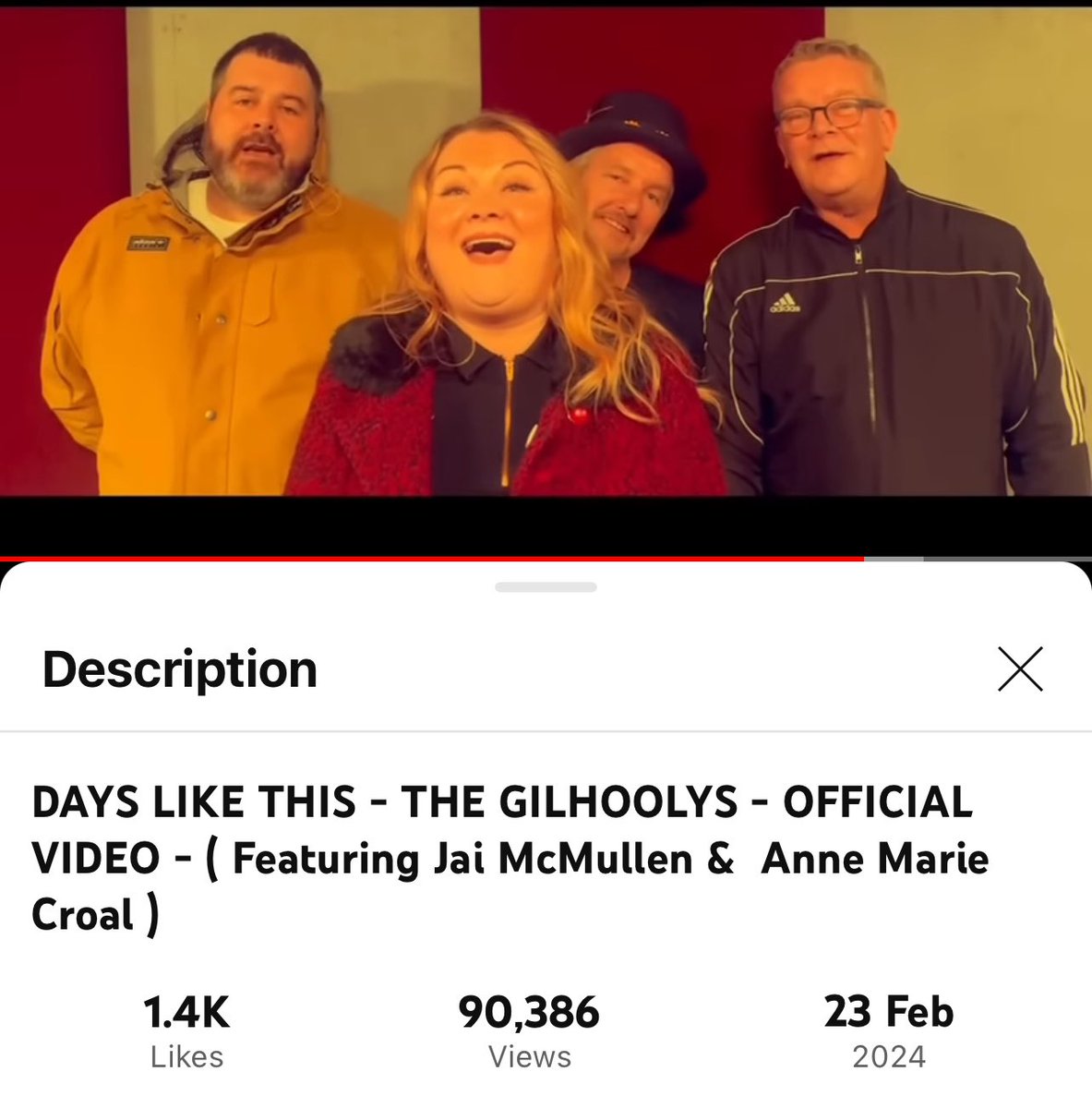 90k . We can only say thank you. 👏👏 This song with Johnpaul McMullen & Anne Marie Croal has just went absolutely nuts. 

youtu.be/wyZG7XjfkII?si…

Thanks to  Main St. Records and come hear us at Eagle Inn at the Annie & the Boohouse Band 
🔥🔥🔥🔥🔥🔥🔥🔥🔥🔥
Love ya 
The Gs ❤️