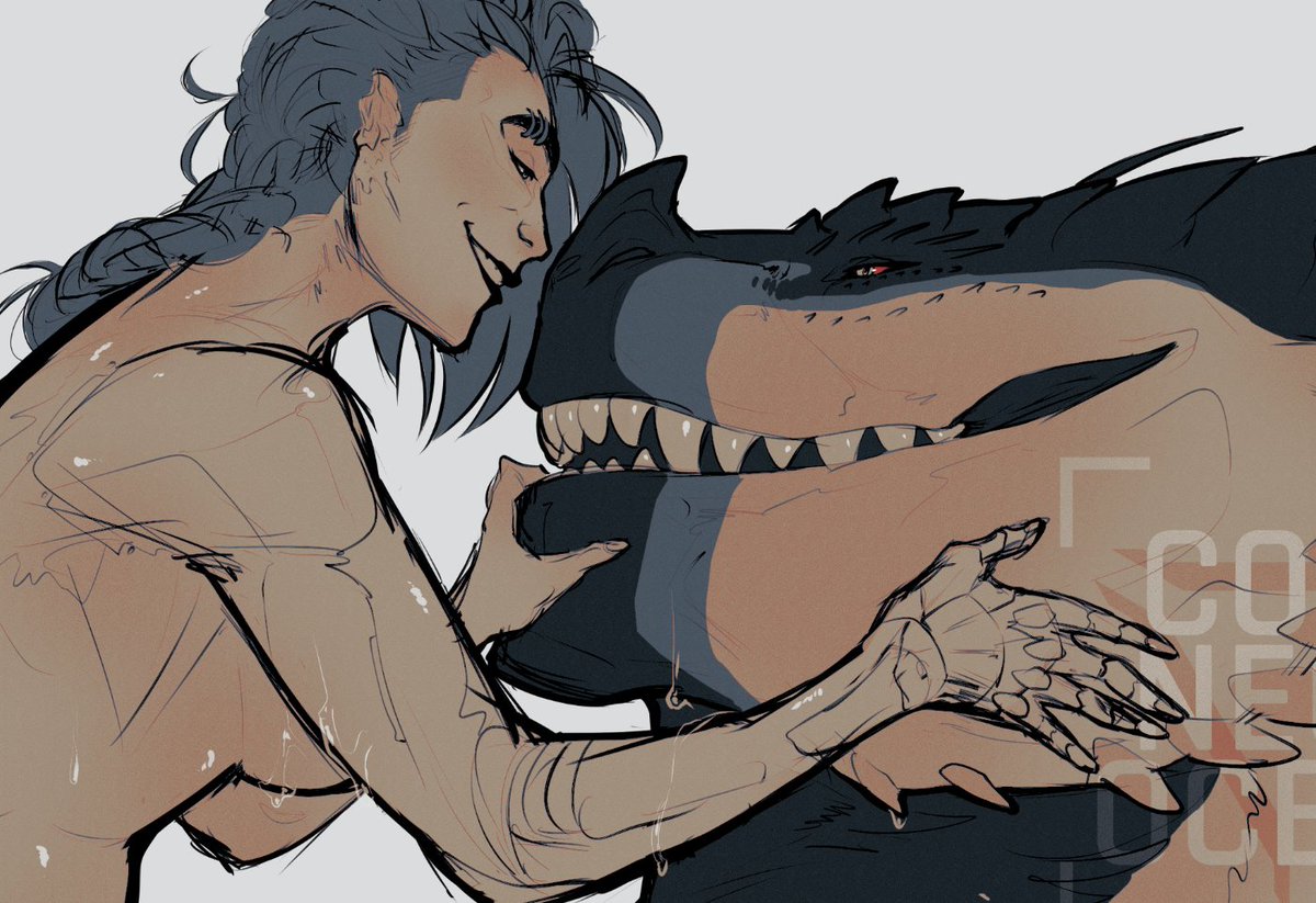 ColdNeonOcean's tweet photo. OC sketch I've dropped but figured I'd share a crop of at least lol
Notorious dragon disliker Jackie, and her very much a dragon boyfriend Trelawney lol https://t.co/Bw9QrbBm9m