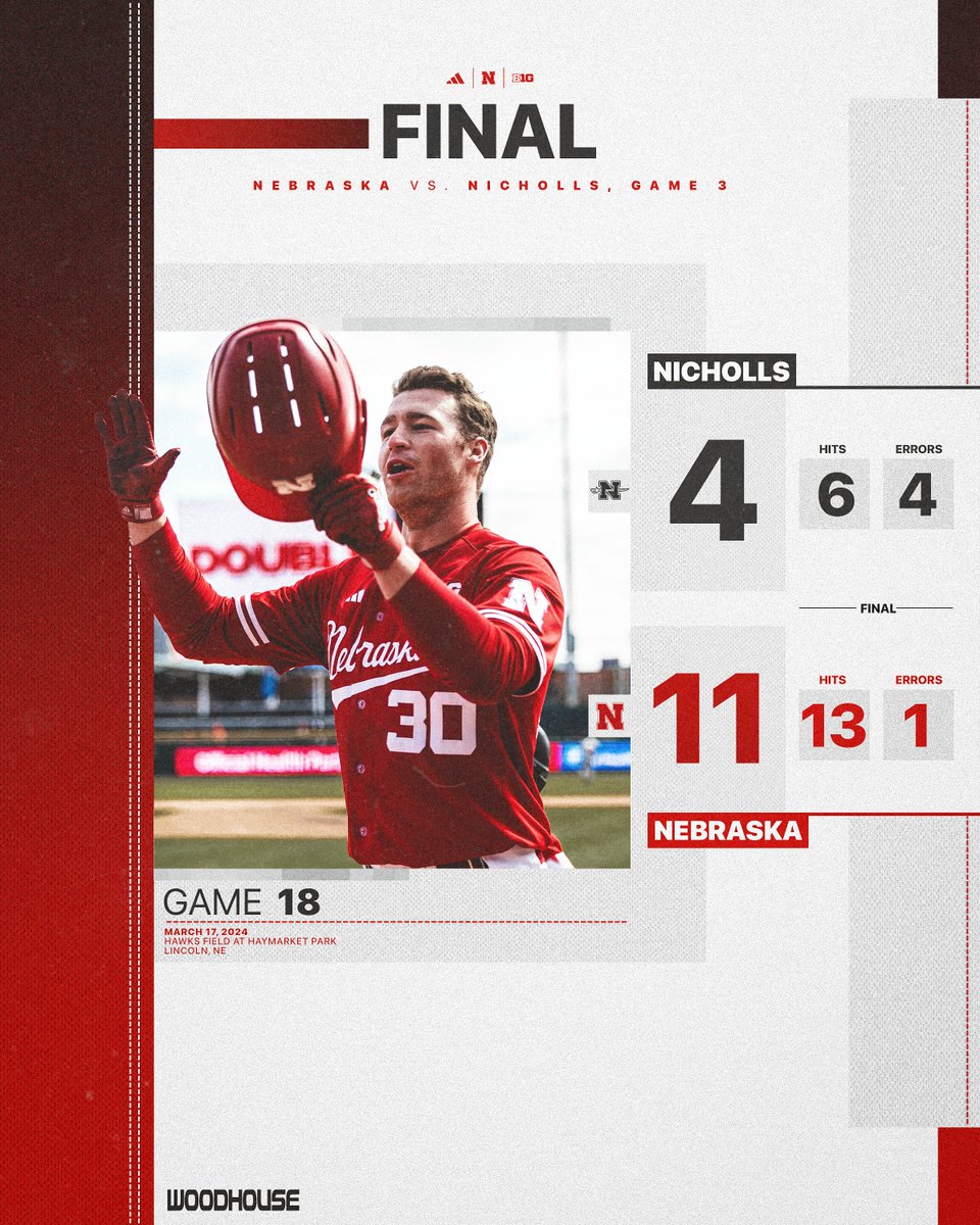 HuskerBaseball's tweet photo. Swept NichoLLLs. 🧹 #GBR https://t.co/F8JFTCrKUV