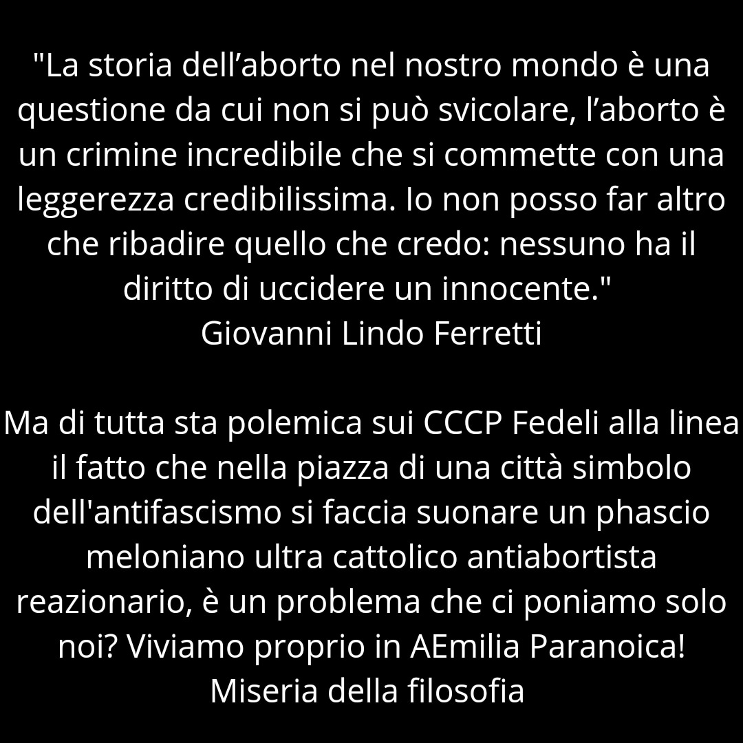 BandaPopolare's tweet photo. Ma sui CCCP il fatto che nella piazza di una città simbolo dell'antifascismo si faccia suonare un phascio meloniano ultra cattolico antiabortista reazionario, è un problema solo nostro?
Miseria della filosofia
#bologna #bolobynight
AEmilia Paranoica 👇
https://t.co/AtD0PmZIbm https://t.co/24sfWQVPX8