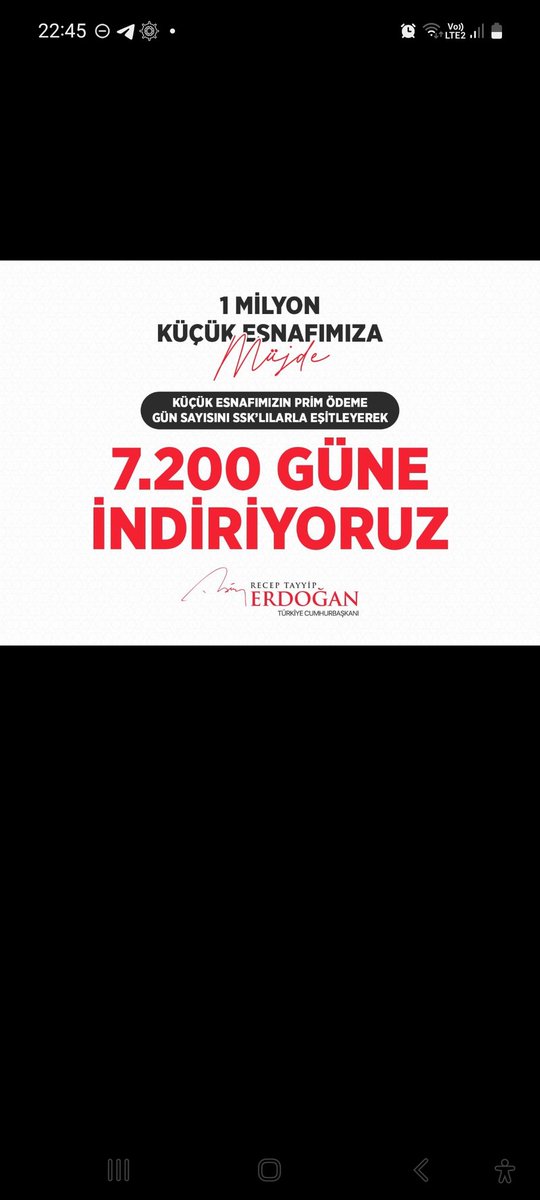 Bizler bakkal berber kasap vb küçük esnaflariz devletimize yıllarca vergi verdik katmadeger ürettik 
Devletimizden verilen #Bagkur pirim esitligi sözünü tutulmasını istiyoruz 
<a href="/RTErdogan/">Recep Tayyip Erdoğan</a> 
<a href="/avabdullahguler/">Abdullah Güler</a> 
<a href="/isikhanvedat/">Prof. Dr. Vedat Işıkhan</a> 
<a href="/memetsimsek/">Mehmet Simsek</a> 
  
#BagkurTasTamamOlmali
#BagkurYoksaOyYok