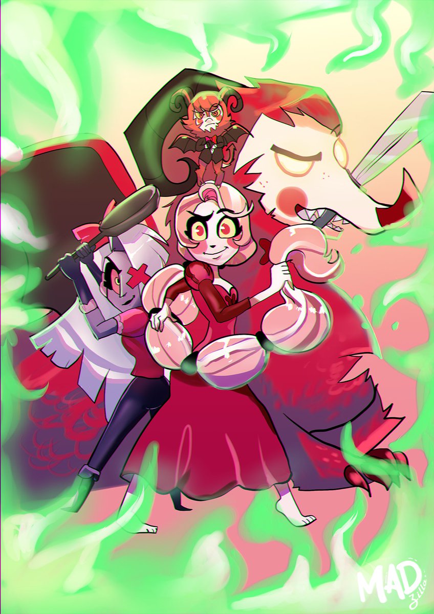 Themadzillart's tweet image. Charlie reminded me of a Disney princess, and after thinking a lot about which poster of one of the princesses I wanted to recreate, I decided on Rapunzel. I hope you like it."

#princesscharlie
#CharlieMorningstar #vaggiehazbinhotel #HazbinHotel 
#Vaggie #Rapunzel #razzledazzle