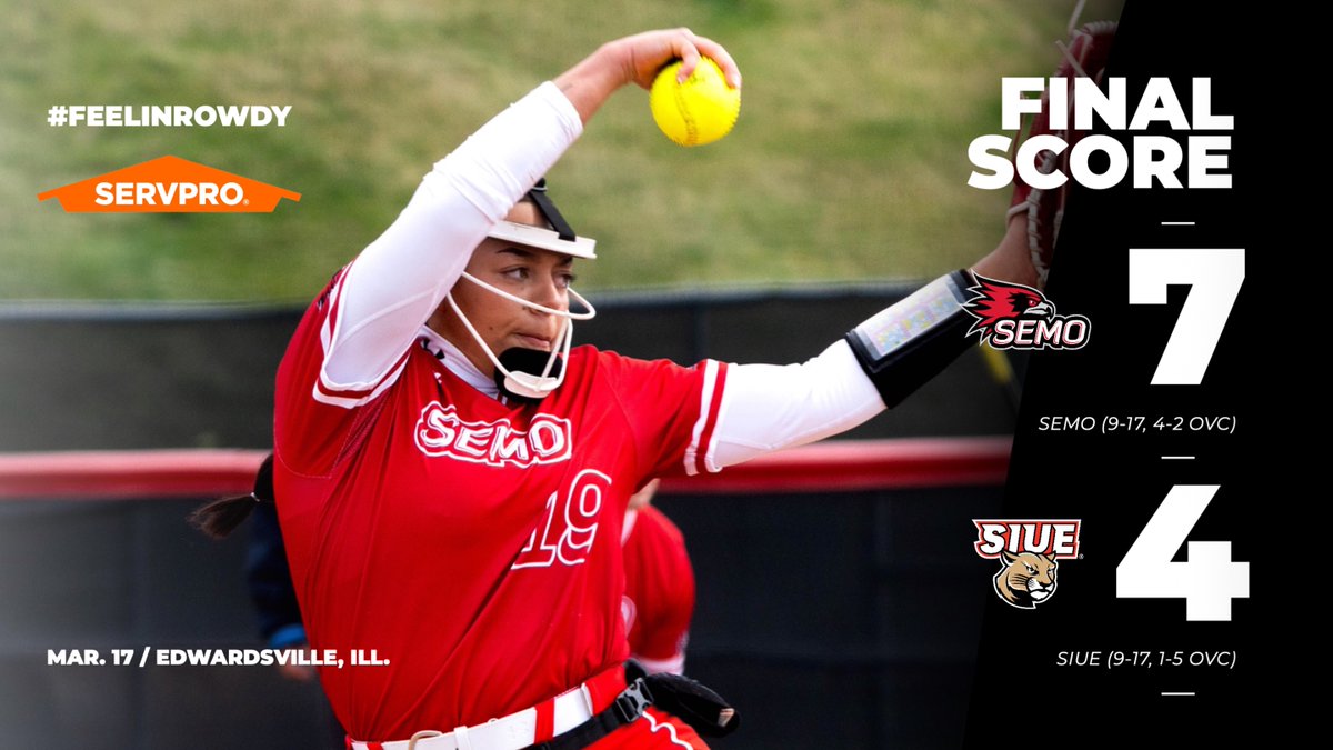 That's a Servpro series sweep for the Redhawks! SEMO wins Sunday's finale over SIUE, 7-4, to earn its first series sweep of the season. 🧹🧹🧹