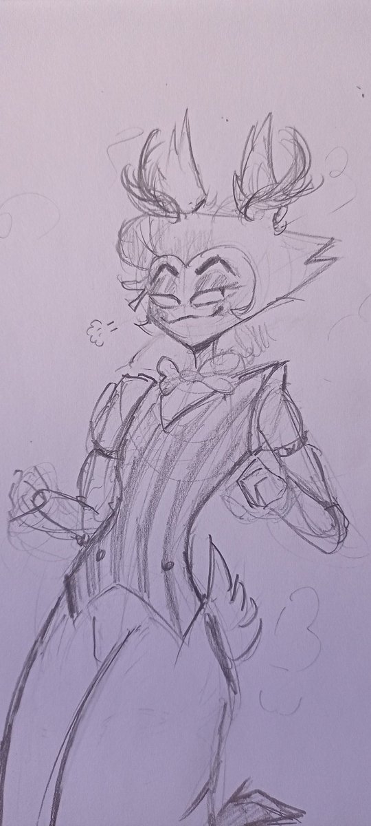 1bubbleP's tweet image. Decided to draw Deer!Lucifer in a pose I saw on Pinterest. Credits to @appleparty_sins 
#HazbinHotelLucifer