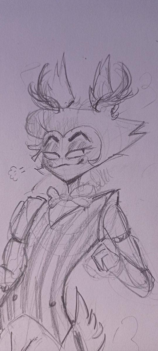 1bubbleP's tweet image. Decided to draw Deer!Lucifer in a pose I saw on Pinterest. Credits to @appleparty_sins 
#HazbinHotelLucifer