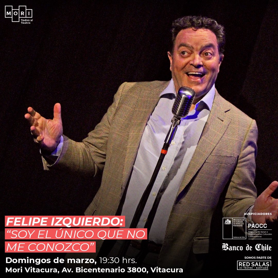 . FELIPE IZQUIERDO ⭐️ Nuestro exitoso clásico de domingo 🙌🏻 🗓️⏰Domingos de marzo, 19:30 hrs. 🎟️@ticketmastercl .