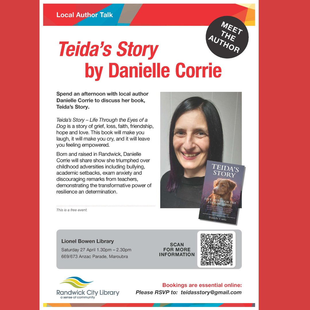 FREE EVENT !!!..... 27 April - 1.30pm

In just over a month away #localauthor & ex #brigidinerandwick student  #DanielleCorrie will be doing an #authorstalk at #Bowenlibrary #Maroubra  

RSVP - teidasstory(at)gmail.com

I look forward to seeing you.

#teidasstory