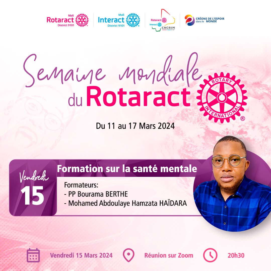 CNCRIM223's tweet photo. [ *SEMAINE_MONDIALE_ROTARACT* ]

Lors de la convention 2023 du Rotary International à Melbourne, Le Président du RI Gordon Mclnally à demandé à tous les membres du Rotary de s’efforcer de mettre en avant les besoins en matière de santé mentale. https://t.co/IHM6oZYnsP