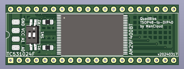 ManCloud89's tweet photo. Have a look at my new QuadBios Babys: 
2 Drop-in Flex PCBs for MV-1B/C
1 Drop in SMD-2-THT Adapter for:
- MV-1
- MV-1A(CH)
- MV-1F(S/T)
- MV-1FZ
- MV-(2F/4F/6F)
- NeoBiosMasta

All based on the AM29F400-TSOP48.

I ordered some prototypes and will report again once tested ^^
#MVS https://t.co/Aa50QTpmN6