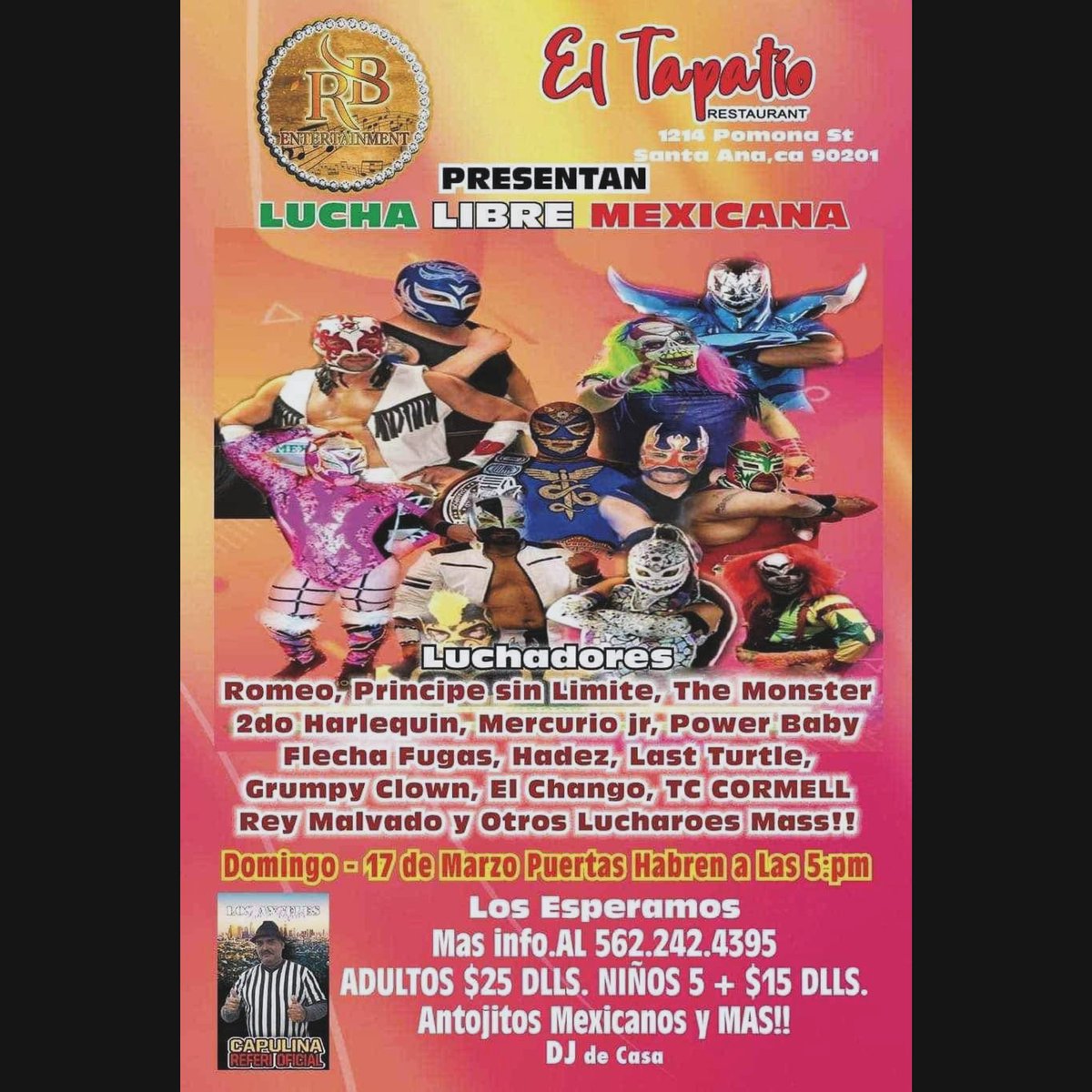Today you don’t wanna miss this great wrestling event !!!

Hoy no se quedran  perder este evento de lucha libre !!!!

#Prowrestling

#IndependentWrestling

#SoCalWrestling

#LuchaLibre

#Wrestling

#WWE

#AEW

#RingOfHonor

#LuchaLibreaaa

#westcoastprowrestling