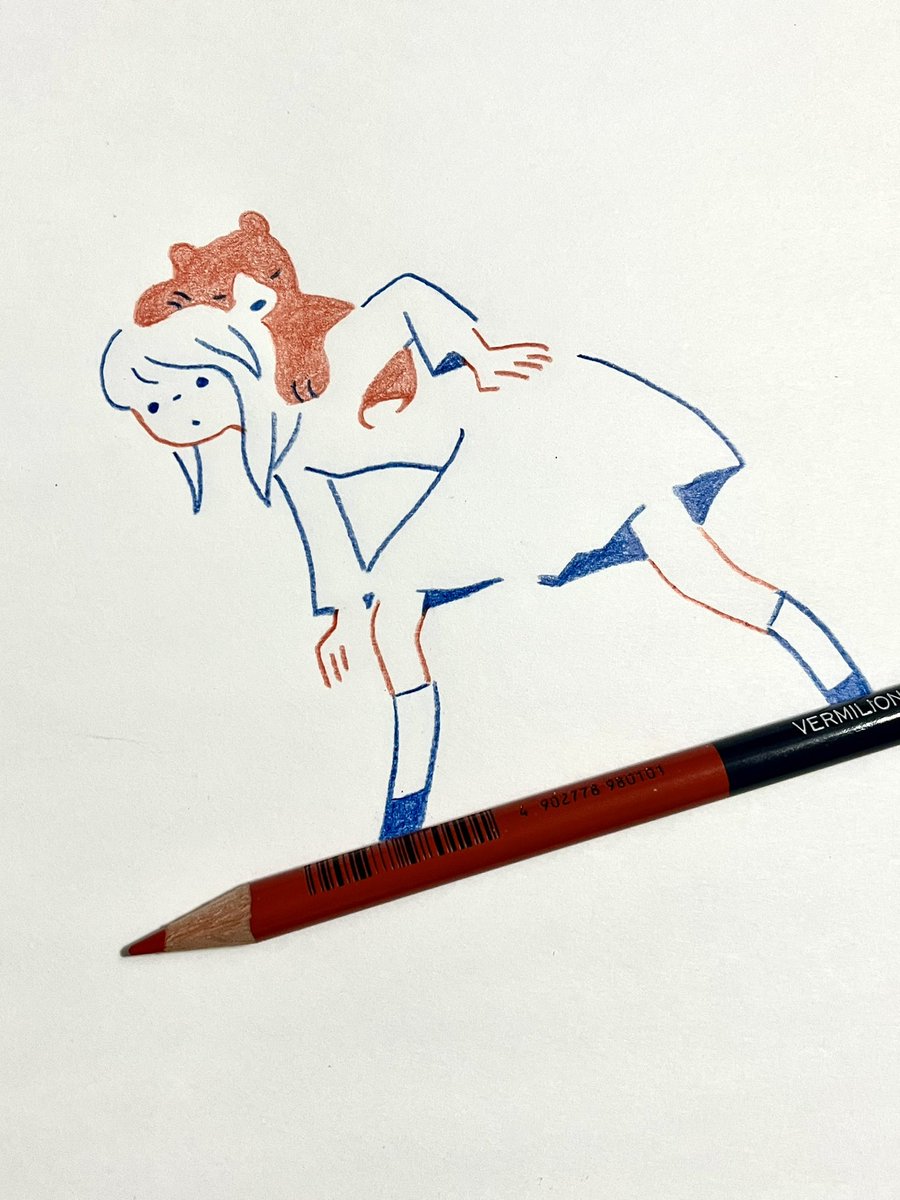 「赤青鉛筆で描いています 」|ryukuのイラスト