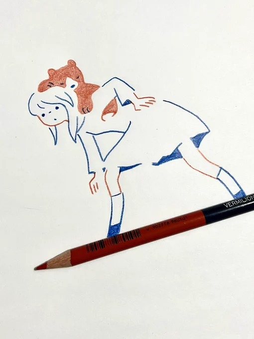 赤青鉛筆で描いています 