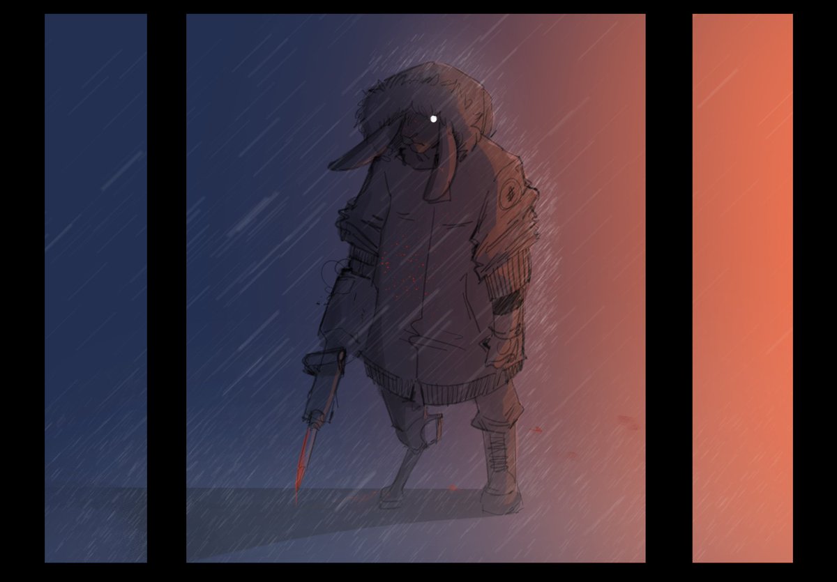 her: you better not be a warmup doodle of a rabbit girl oc with an oversized parka and a custom jackhammer prosthetic for an arm when i get home

my goofy ass: