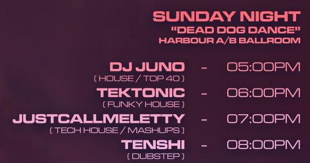 FurnalEquinox's tweet photo. There is a rave in this last wave!  
 
Join us in the Harbour ballroom at 5 PM and dance the evening away before the start of the next week!  
 
Say farewell to the week with a nice beast – the Dead Dog Dance!💃🐾 https://t.co/Dv9HmKkggk