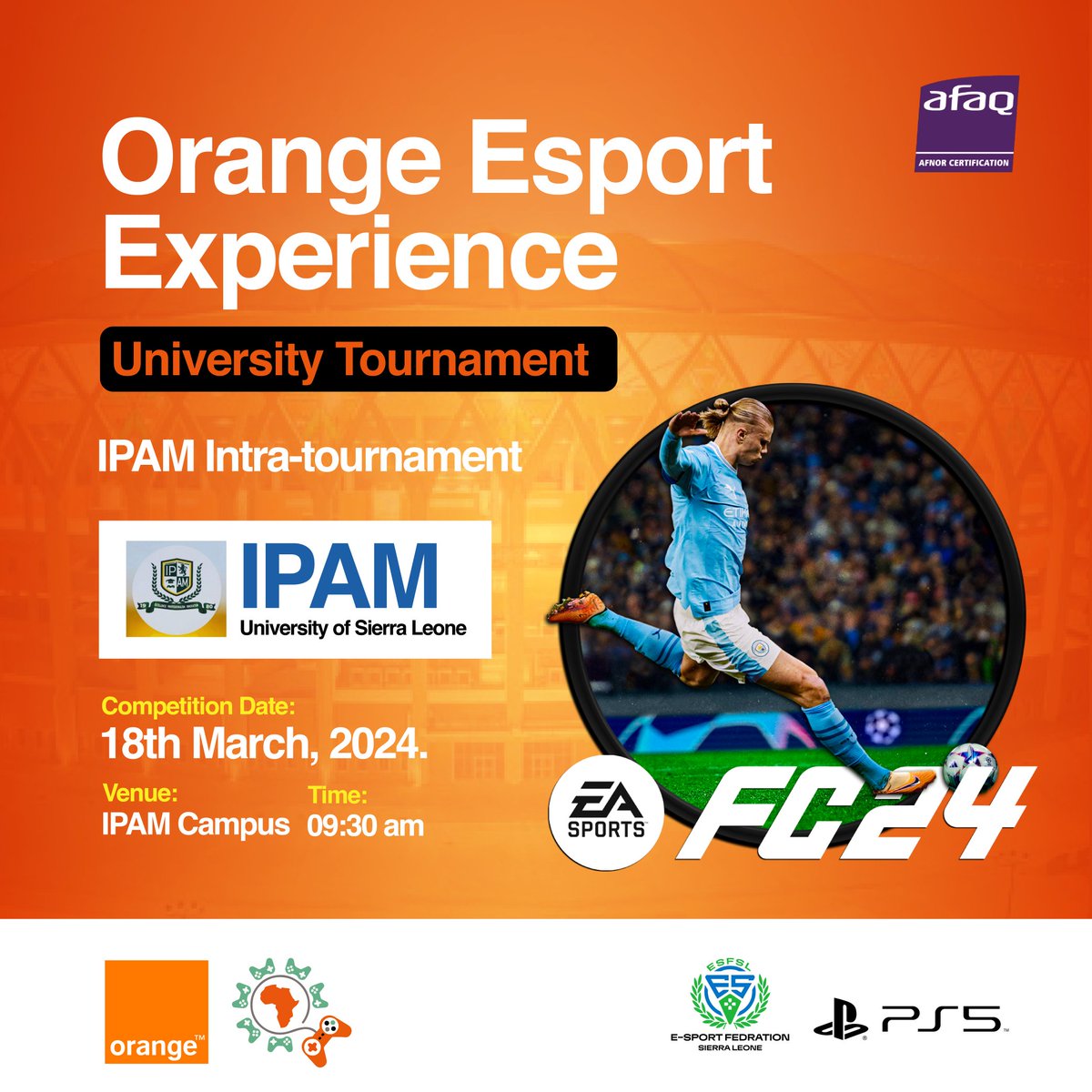 Orange_sierra's tweet photo. Orange Esport Experience
IPAM tournament is on Monday, the 18th of March, 2024.🥳
Happening at the IPAM campus, at 9:30am.
#orangesl #esport #OEE #ESFSL https://t.co/j84yWQR6B9