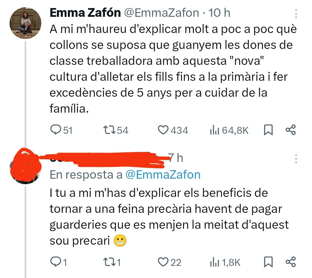 EmmaZafon's tweet photo. Ací està la perillosa relació d'idees que ha motivat el revival de la família fordista: com que les faenes són precàries i les cures tenen un cost, doncs mira, ens compensa no treballar i dedicar-nos a criar. Ja, amiga, però és que pel camí has perdut EL TEU SOU. https://t.co/t3cEEDhzl2