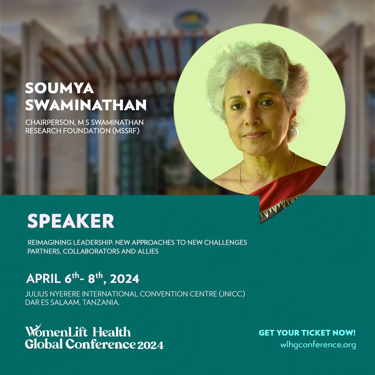 #MeetTheSpeaker Excited to welcome @mssrf Chairperson, @doctorsoumya, to our enlightening discussion on the intersection of climate, health, and gender through the lens of women’s leadership at #WLHGC2024. Dr. Swaminathan will shed light on the pivotal role of women,
