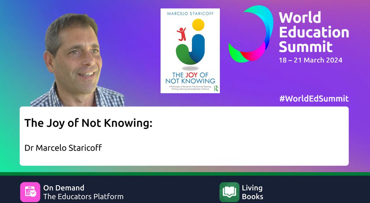 Marcelo Staricoff FCCT, NPQH, PhD (@mstaricoff) on Twitter photo So exciting!
One more sleep until the launch of this year's <a href="/WorldEdSummit/">WES Legacy</a> - I'm so delighted that The Joy of Not Knowing #book is featuring throughout the four days as part of the Living Books #educators platform.
<a href="/RoutledgeEd/">Routledge Education Books</a> <a href="/SussexUniESW/">School of Education & Social Work 🏳️🌈💪</a> #JONK <a href="/BrucePublisher/">Bruce Roberts</a> #WorldEdSummit So exciting!
One more sleep until the launch of this year's <a href="/WorldEdSummit/">WES Legacy</a> - I'm so delighted that The Joy of Not Knowing #book is featuring throughout the four days as part of the Living Books #educators platform.
<a href="/RoutledgeEd/">Routledge Education Books</a> <a href="/SussexUniESW/">School of Education & Social Work 🏳️🌈💪</a> #JONK <a href="/BrucePublisher/">Bruce Roberts</a> #WorldEdSummit