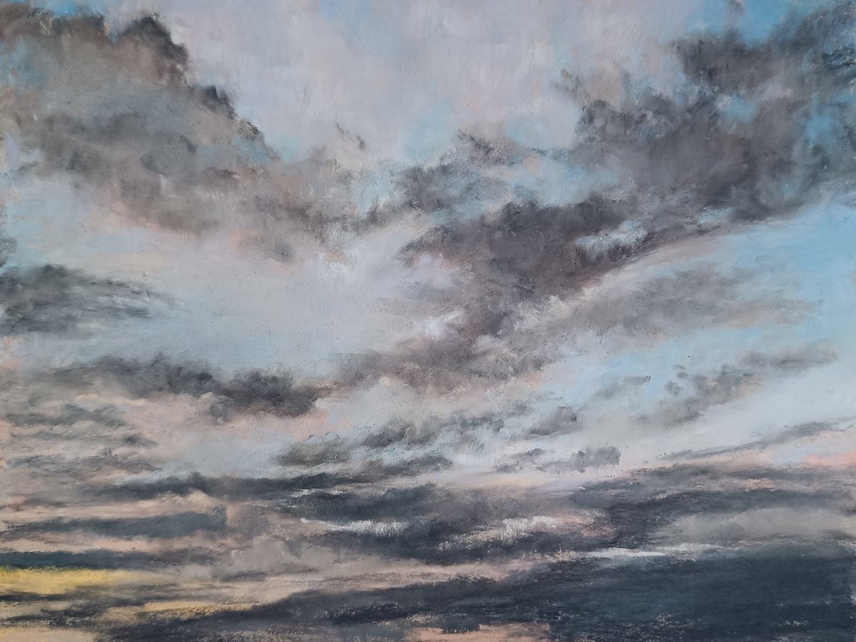 Sky study, evening
Pastel on Pastelmat 18x24 cm

#pastel #softpastel #drawing #sketch #パステル