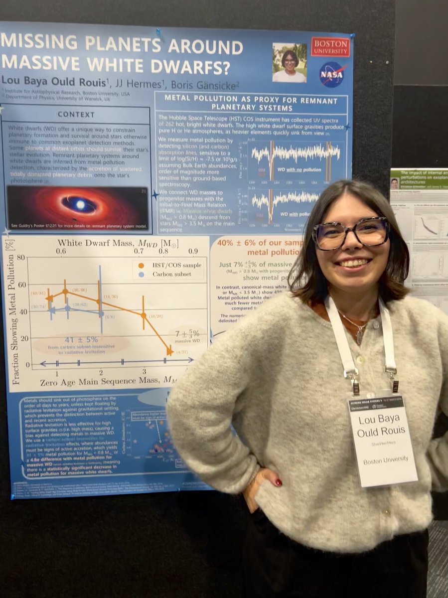 So excited and proud to help represent the white dwarf community at #ExSSV! Come chat with me about my work measuring metal pollution in white dwarfs as a signpost for remnant planetary systems (612.02) ☄️🌌
