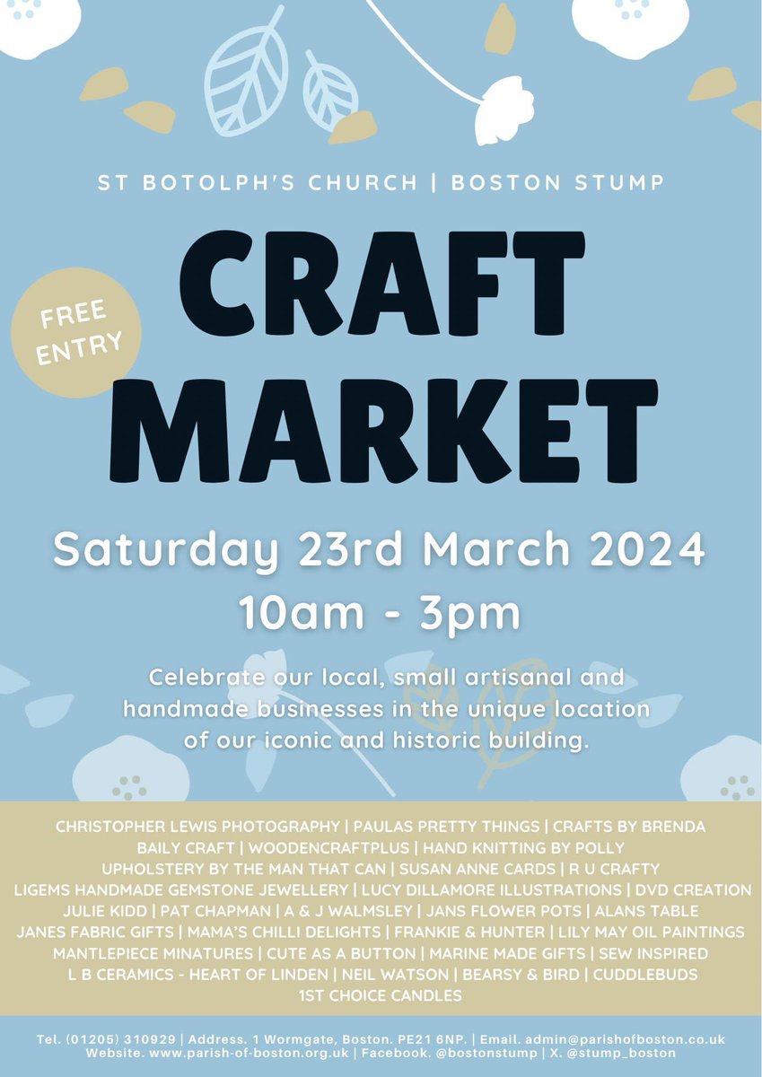 Come and see my stall and the many others at the Boston Stump craft market this coming Saturday 23rd March. I’m looking forward to showing you lots of my new beautiful photography @stump_boston @boston_lincs @VisitBostonUK @Discover_Boston #craftmarket #photography