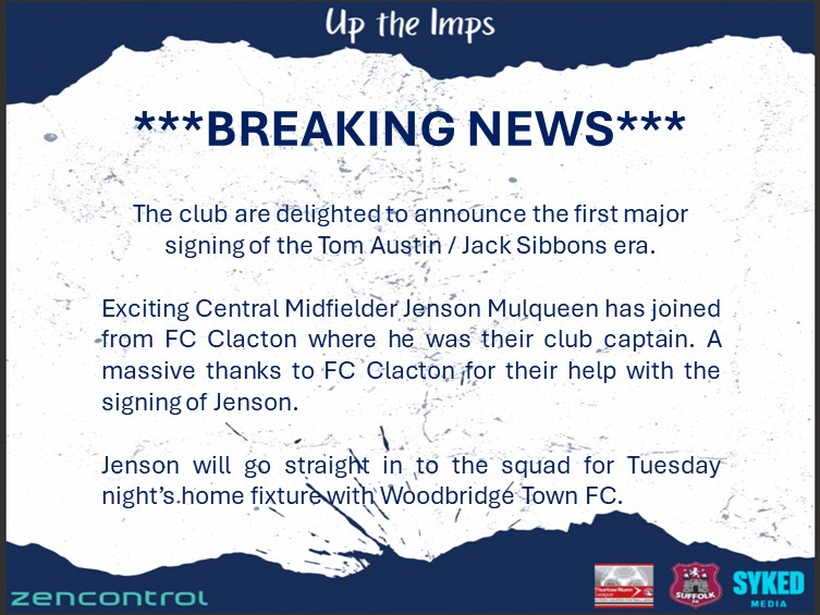 First new signing of the Austin-Sibbons Management era. We have no doubt our supporters will be delighted to see Jenson in action, our newest Imp. 💙 Welcome to the LC @JDKMULQUEEN