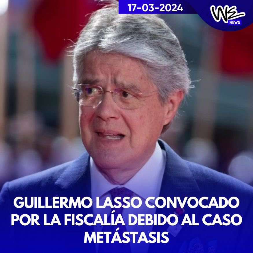 paultutiven's tweet photo. La Fiscalía Nacional llama al expresidente Guillermo Lasso a rendir versión en el conocido caso “Metástasis” tras llevarse muchos actos de corrupción. La versión se centra en el trabajo que hizo en lo centros carcelario del país. https://t.co/F5cuFUYrBW