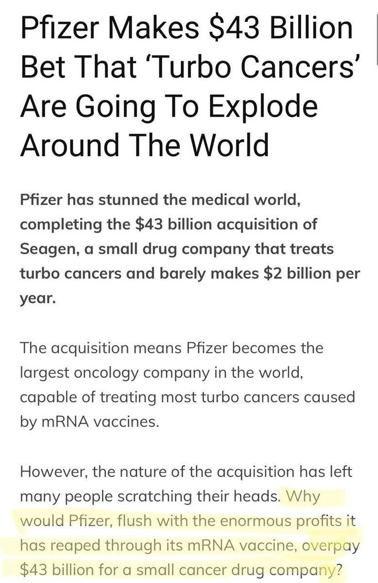 Did you all see this bullshit?

#Pfizer #Seagen #cancer #turbocancer #mRNA #causeandeffect #murderprofit