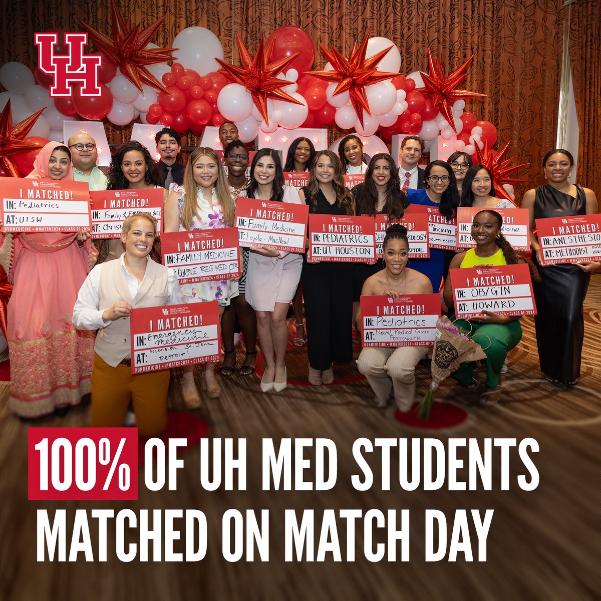MATCH MADNESS: UH’s founding class of medical students found out where they’ll be shaping their futures on an unforgettable Match Day.

Read more: stories.uh.edu/2024-match-mad…
