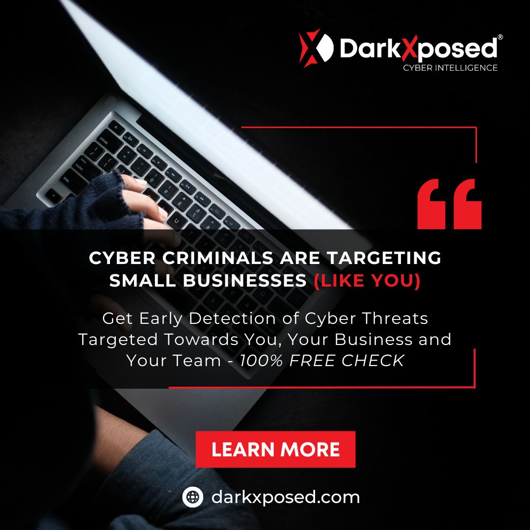 idarkxposed's tweet image. Cybercriminals are targeting Small Businesses (like you).

In the fight against cyber crime - early detection of cyber threats is the best prevention.

Claim your FREE Dark Web Cyber Check today!

darkxposed.com

#darkweb #credentialmonitoring #cyberthreats #darkxposed