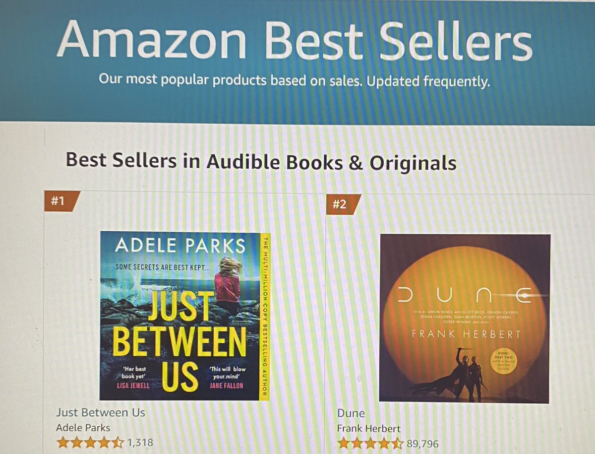 Psst… #JustBetweenUs by @adeleparks is hanging out at Number One over at @audibleuk 👀👀 Less that two weeks until the paperback publishes… @HQstories