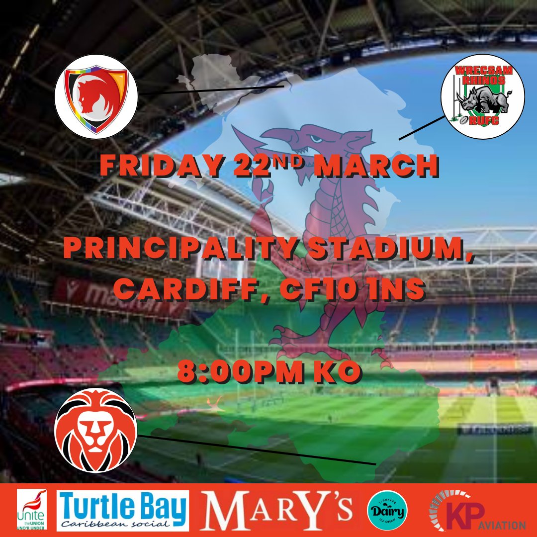 🚨 IMPORTANT ANNOUNCEMENT 🚨 We are very excited to announce that we’ve been invited, together with @Conwy_dragons and Wrecsam Rhynos to play at the Principality Stadium in Cardiff. More details will follow soon! #SupportThePride #JoinThePride #InclusiveRugby #welshrugby #IGR