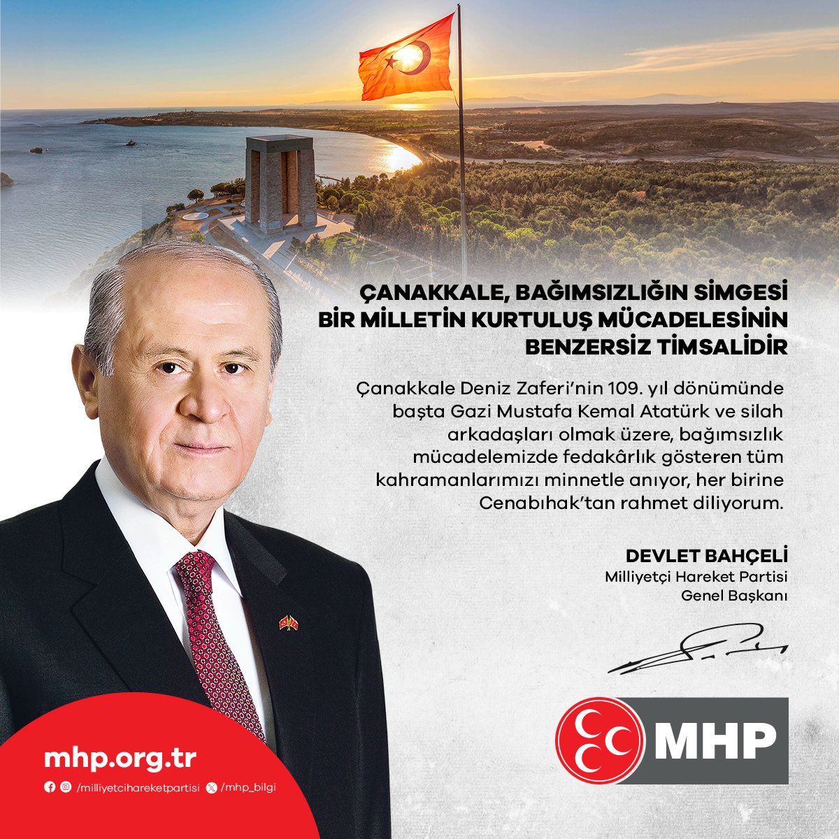 ÇANAKKALE, BAĞIMSIZLIĞIN SİMGESİ
BİR MİLLETİN KURTULUŞ MÜCADELESİNİN
BENZERSİZ TİMSALİDİR