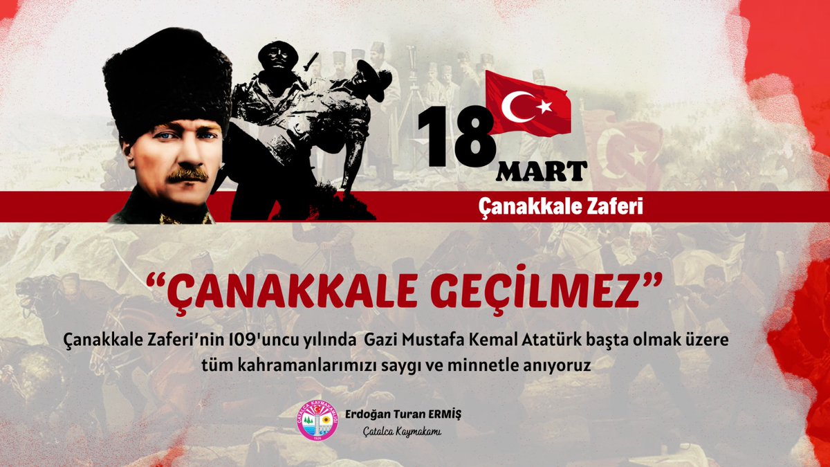 109 yıl önce Çanakkale'yi geçilmez kılan Gazi Mustafa Kemal Atatürk ve silah arkadaşlarını saygı, minnet ve rahmetle anıyoruz.