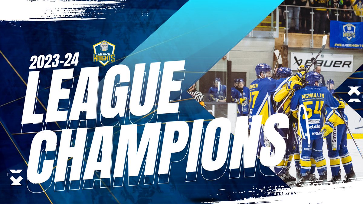 Leedsknights's tweet photo. Your Morley Glass Leeds Knights are officially, the 2023/24 Planet Ice NIHL National Division Champions!

That's back to back league titles and we got to do it on home ice! That one's for you, Knights fans!

🏆2023/24 League Champions🏆 https://t.co/uMM6Ja9fpy