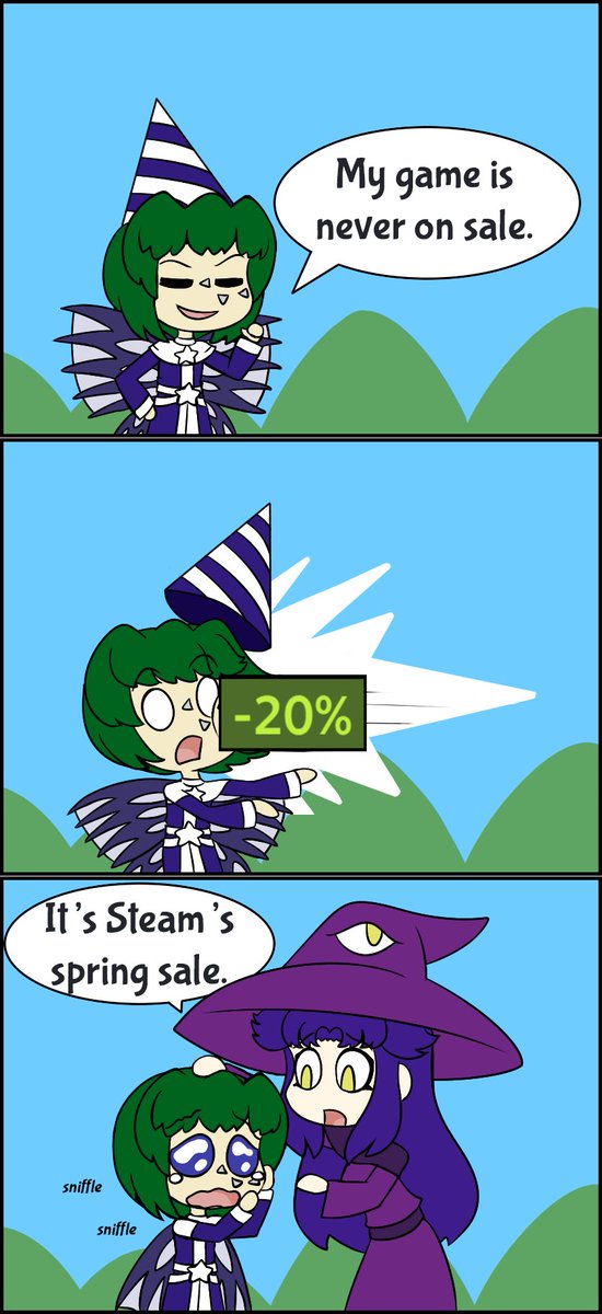 Monie had a rough Sunday...

But you can have a fun today with The Glitch Fairy, which is 20% off on Steam until March 21st!

store.steampowered.com/app/1811910/Th…

#shamelessplug