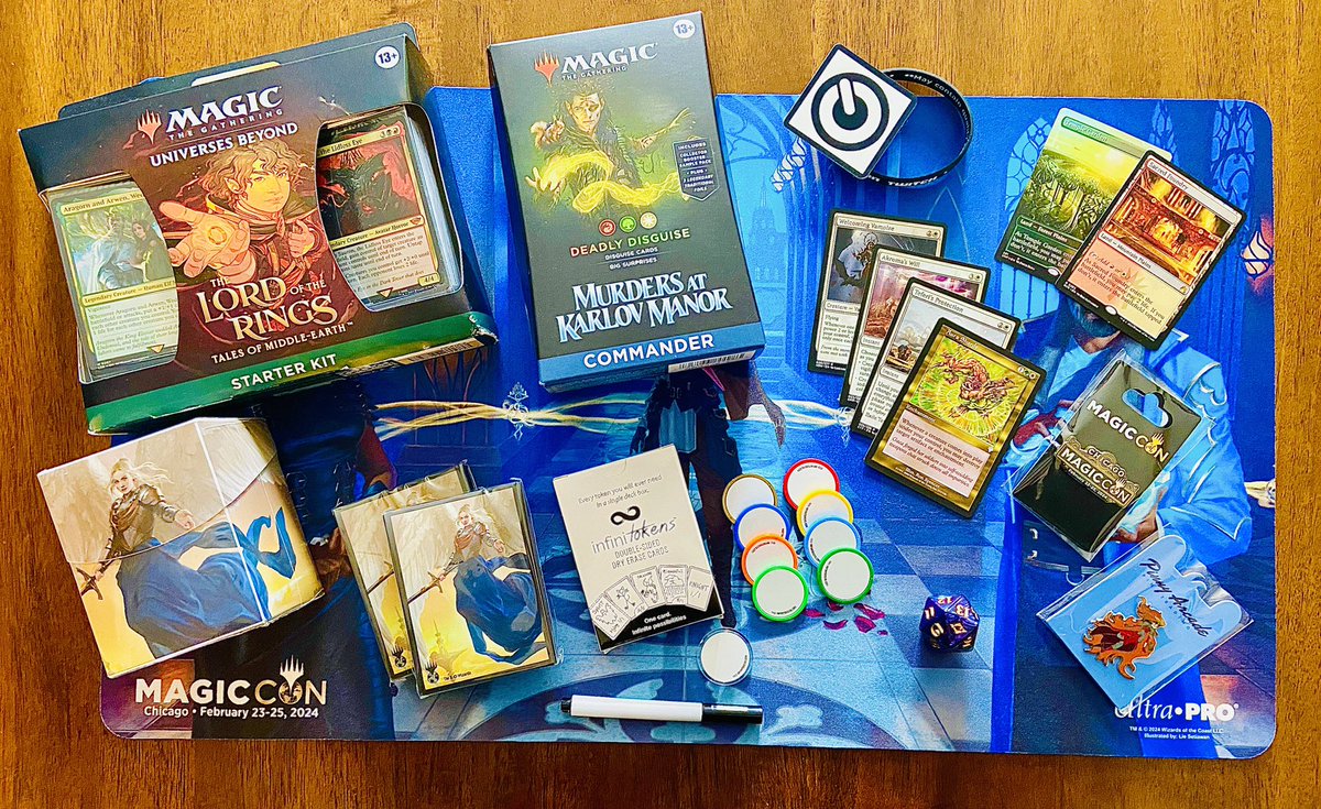 1ionyx's tweet image. GIVEAWAY TIME!

Included will be:
1 𝓢𝓹𝓲𝓬𝓮𝔂 Disguise CMDR deck w/ a few 🔥 upgrades
1 LOTR Starter Kit
1 MC Chicago MKM playmat
1 MC deck box w/ 100 sleeves!
2 MTG pins
1 Set of @InfiniTokens

To enter:
🤘like
🤘repost
🤘follow me
🤘follow @MetaMatriarch for an extra entry