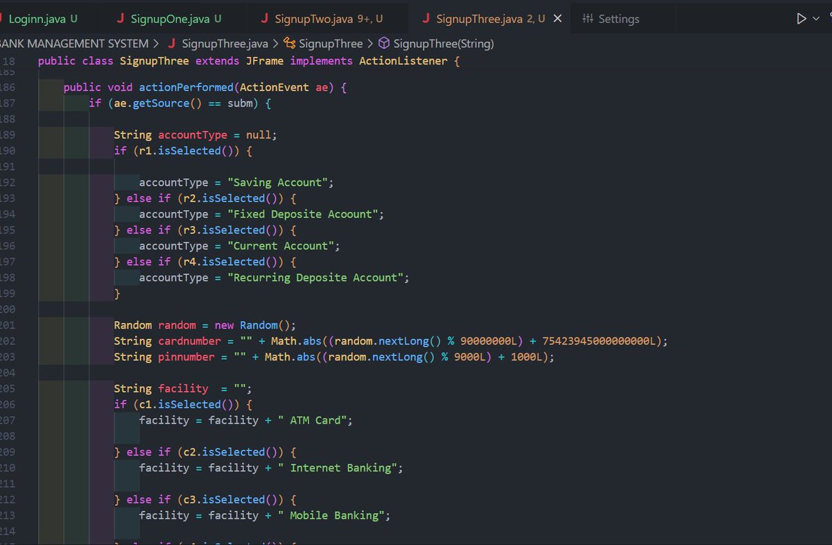 ntshh_kamati's tweet image. 04/PROJECT_1.0📈
PAGE- 4 (Additional Details -3)
Here along with JButtons I learnt about CheckBox functions.
create two queries.
1. query1 for page 3(signup3).
2. query2 for login page.
#Java #javaproject #atmsimulator #coding #CodingJourney #LearnInPublic