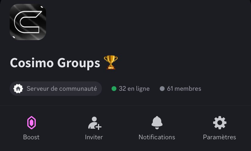 Cosimo_off's tweet image. [ #𝗚𝗿𝗼𝘂𝗽𝗲𝗘𝘀𝗽𝗼𝗿𝘁 ]

&amp;gt; New Project 𝙂𝙧𝙞𝙣𝙙/𝙀𝙨𝙥𝙤𝙧𝙩 Discord

• Grande activité, l’aide aux services, et trouver n’importe quoi en rapport avec l’esport

- ᑕondtions :
• Follow @Cosimo_off 
• RT x FAV
• @ deux amis 
• Commenter « Fais » + 𝘿𝙈 ✔️