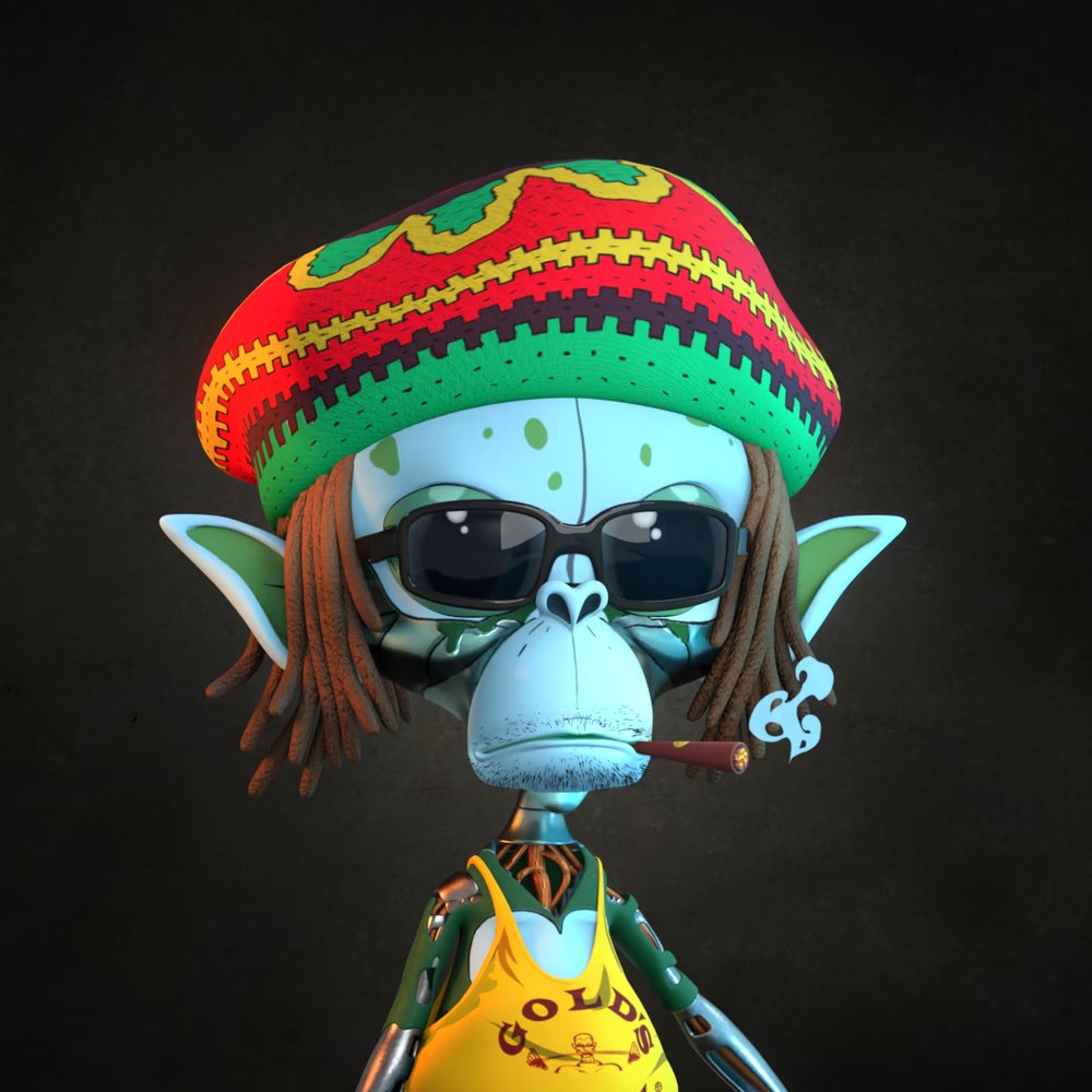 He's alive on the blockchain, Terminator Rasta has made it.

Massive thanks to the <a href="/MoonApeLab/">Moon Ape Lab</a> team for the amazing work they have done in producing these 🔥3D avatars.

It's been a long wait but so so worth it. #MAGMI