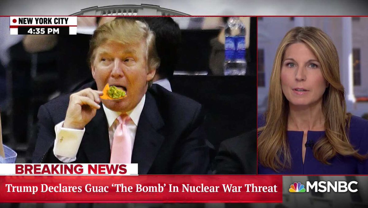 JimBobW49's tweet image. BABYLON BEE SATIRE    SATIRE
SATIRE ——Media Reports Trump Threatened Nuclear War After He Says, 'This Guacamole Is The Bomb!' 

SATIRE—-U.S. — After former President Trump declared his freshly-made guacamole "the bomb", media outlets across the nation announced that Trump had…