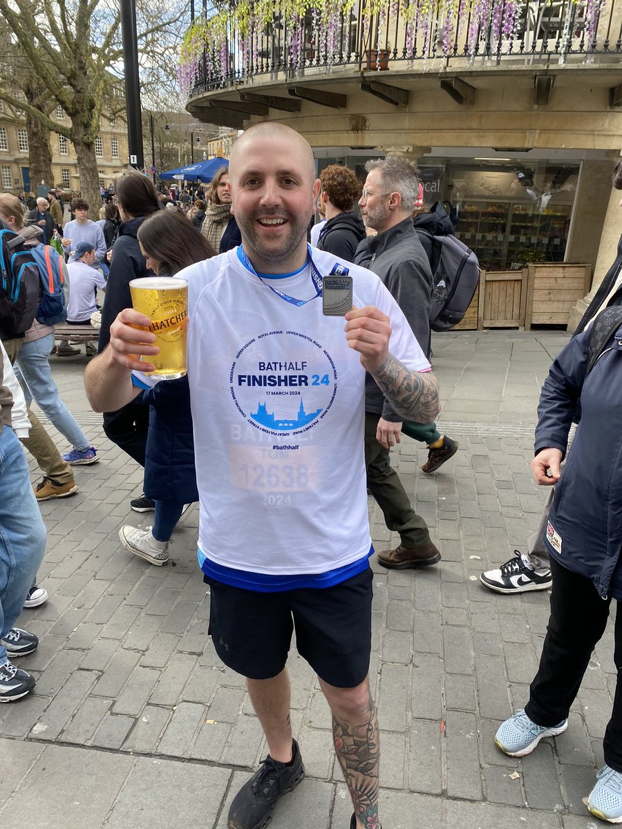 Only fucking done it!!! 2:12 and 2k raised absolutely buzzing!!! @bathhalf @thegrandappeal legs in bits but worth the pain for such a great charity!! Thanks everyone who donated ❤️