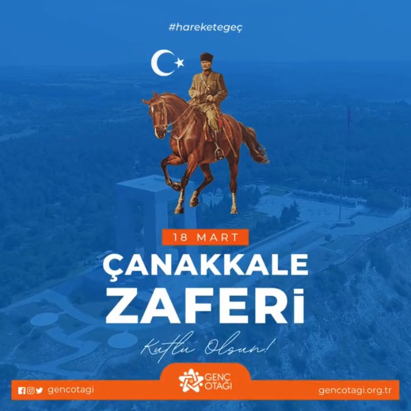 gencotagi's tweet image. Ulu Önderimiz Mustafa Kemal Atatürk’ü ve Çanakkale’yi geçilmez kılan bütün kahramanlarımızı minnet ve saygıyla anıyoruz.
18 Mart Çanakkale Zaferi ve Şehitleri Anma Günü kutlu olsun.

#çanakkalegeçilmez #18mart #18MartÇanakkaleZaferi #hareketegeç #gençotağı