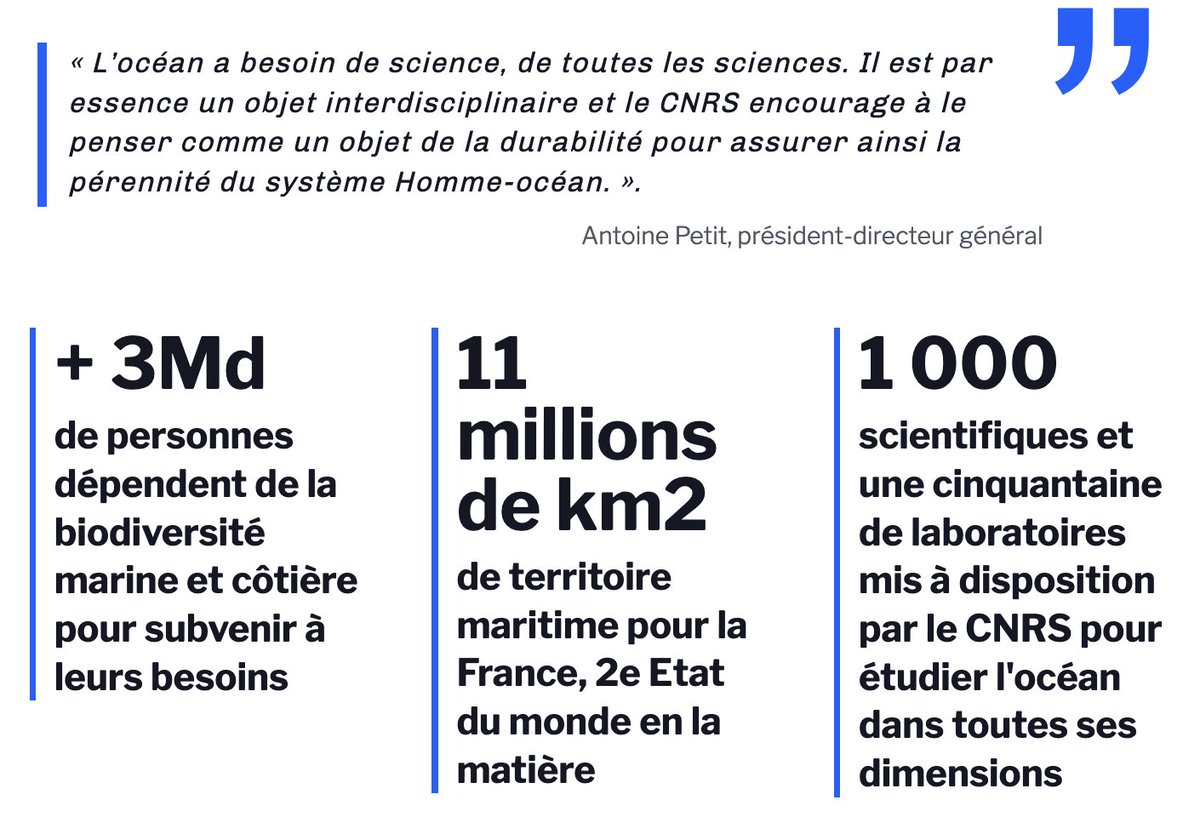 Le CNRS et l’océan cnrs.fr/fr/nos-defis/o… Rassemblant toutes les disciplines, le @CNRS coordonner et facilite la recherche sur l’océan, dans toutes ses dimensions en éclairant les décideurs les connaissances scientifiques pertinentes, afin de préserver durablement l'océan.