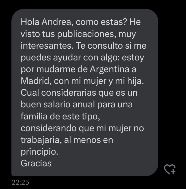 andrea_economia's tweet photo. Quiere mudarse de Argentina a Madrid con su mujer y su hija. 

¿Cuánto creéis que debe ganar al mes para que puedan vivir bien con un único salario? https://t.co/fb66dxyFFv
