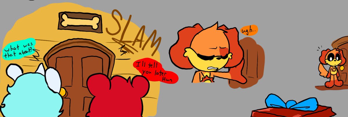 How they met (13/?) I'm so ready to finally end this goofy story #PoppyChapter3 #PoppyPlaytime #dogday #catnap #SmilingCritters #SmilingCrittersAU #catnapfanart #BobbyBearHug #CraftyCorn