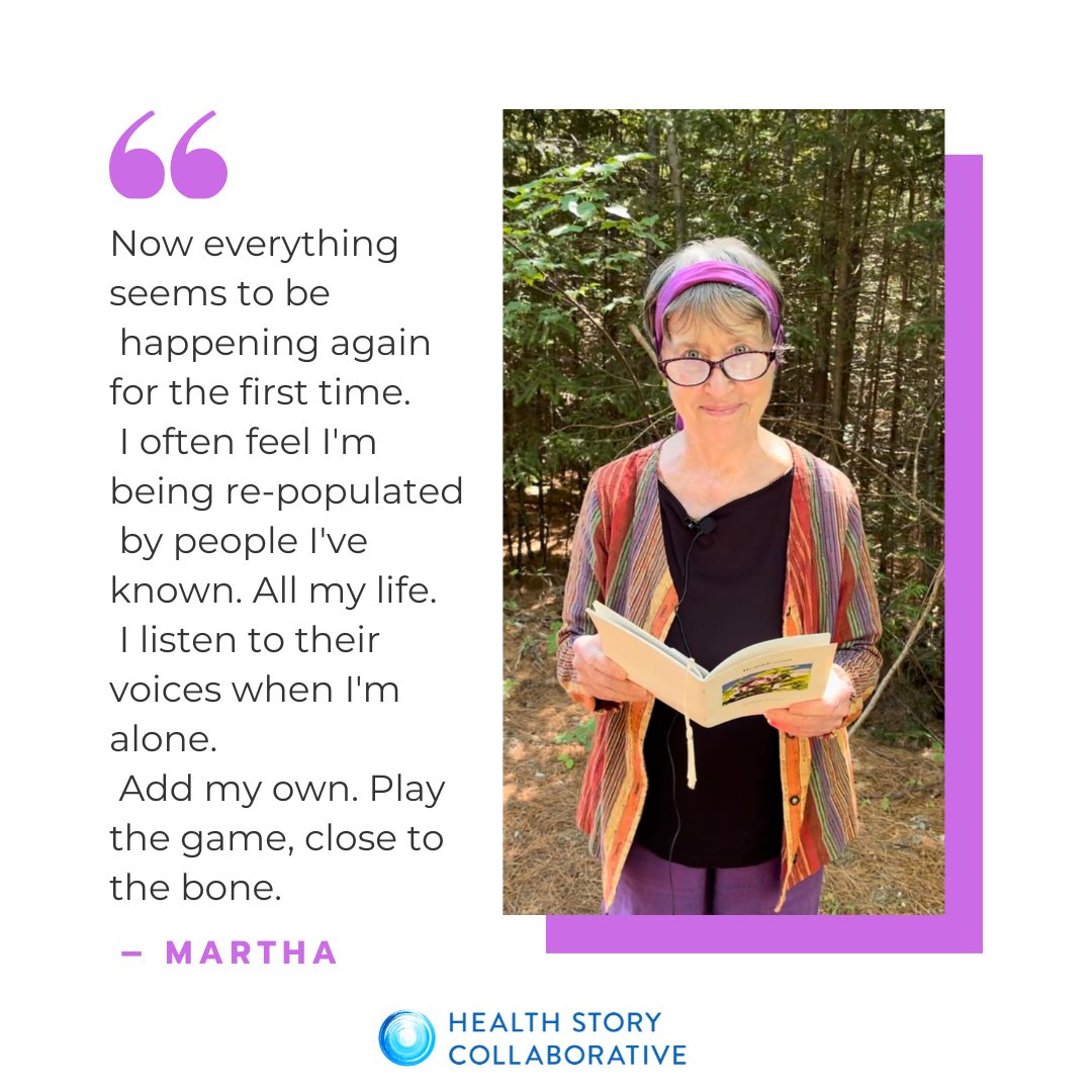 'Now everything seems to be happening again for the first time. I often feel I'm being re-populated by people I've known. All my life. I listen to their voices when I'm alone.' Read Martha's poem 'Post-Surgery Pashmina' ow.ly/ZLQG50QVcw2. #HealingStories #Poetry